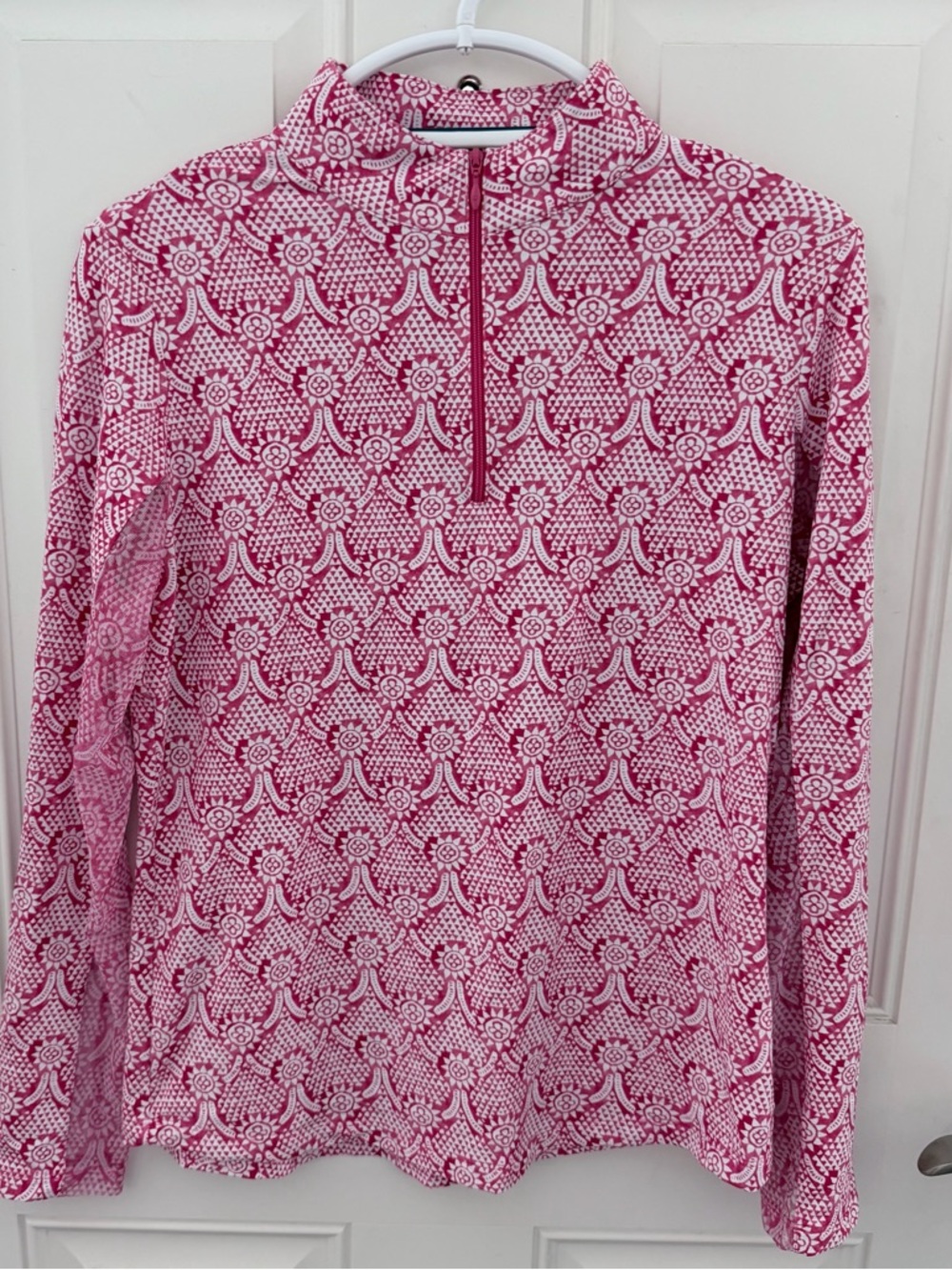 IBKUL Golf Shirt M | Leslie Watermelon Pink & White